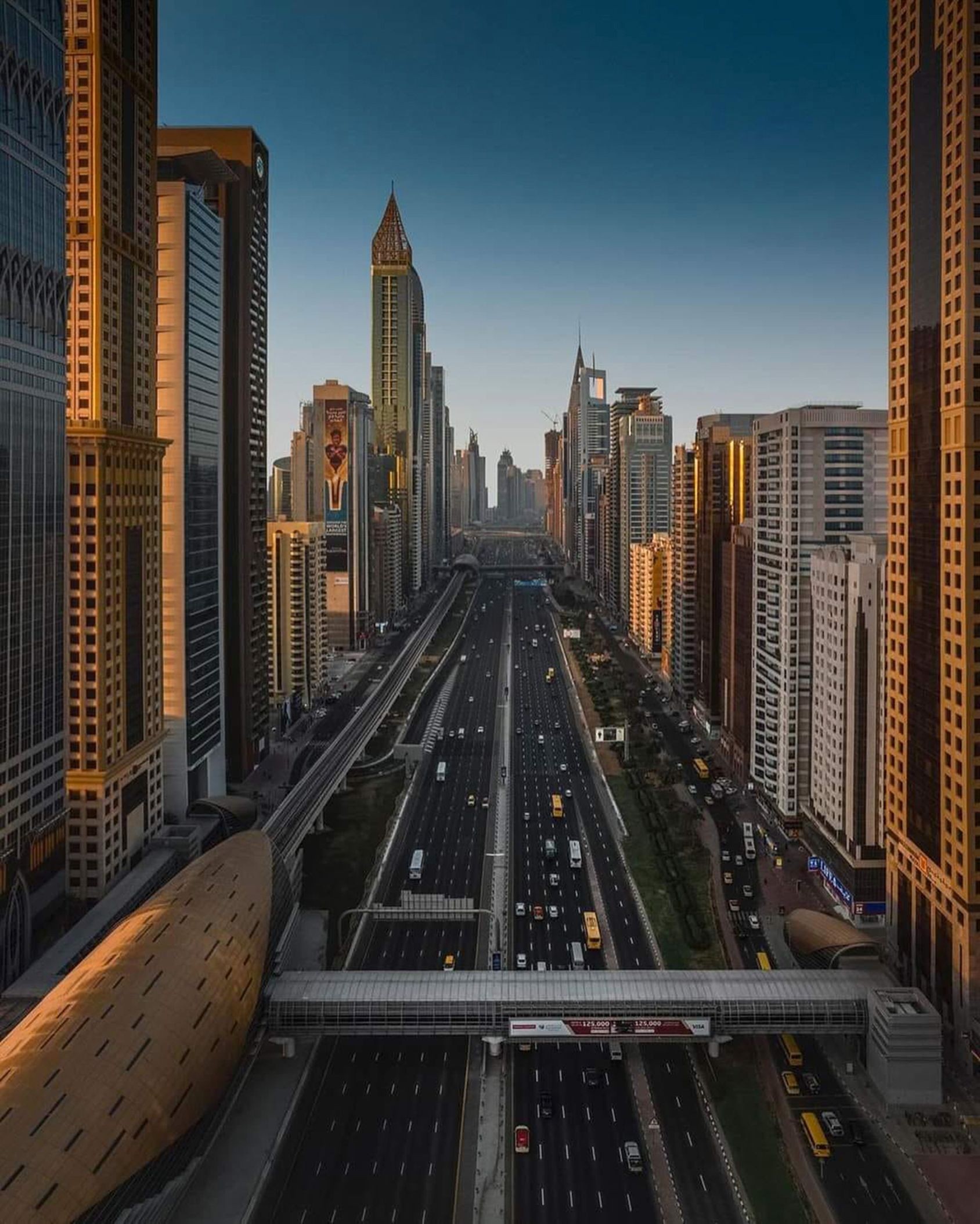 Skyscrapers Along the Famous Sheikh Zayed Road in Dubai, United Arab Emirated (UAE) stock photo
